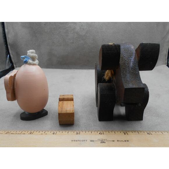 Wooden Craft Pig Figurines Lot Rustic Handmade Farmhouse Decor - Picture 3 of 9
